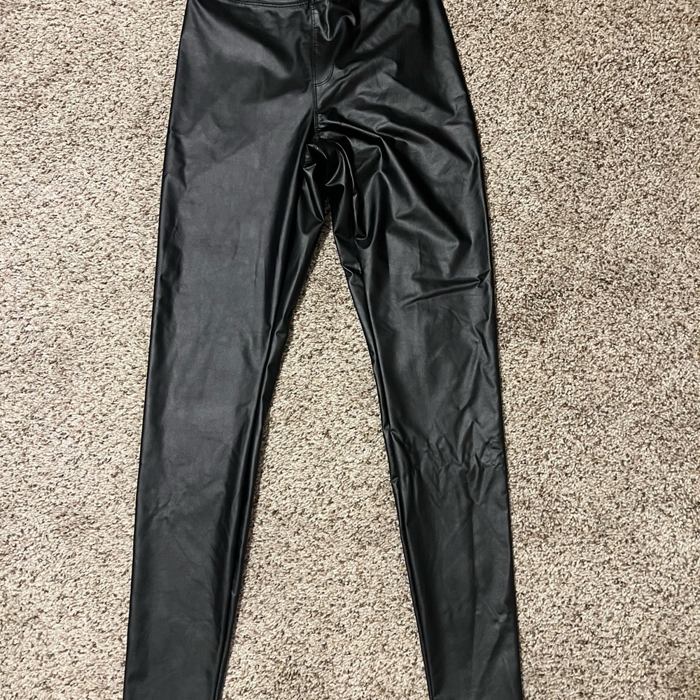 aerie Black Faux Leather Leggings